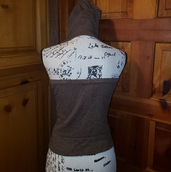 💜3/$10💜Metallic brown peep back hooded jacket - Picture 2 of 5